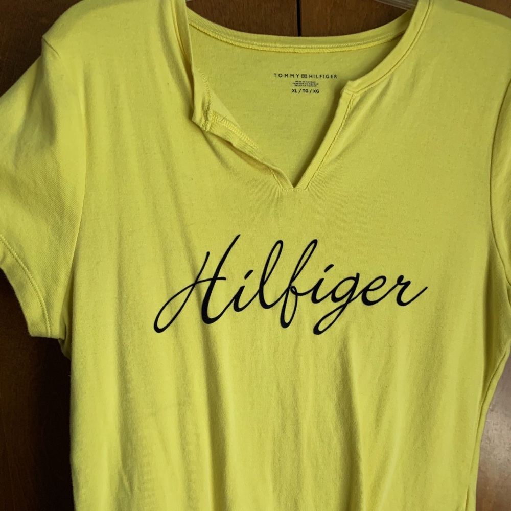 Yellow Tommy Hilfiger (short sleeve, navy lettering)